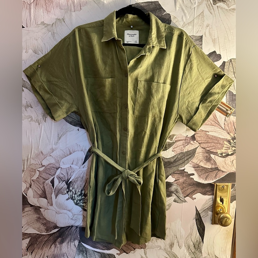 Abercrombie & Fitch Olive Green Shirt Dress